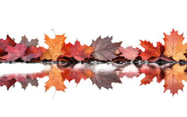 Autumn fallen Maple leaves stack isolated on white background, png