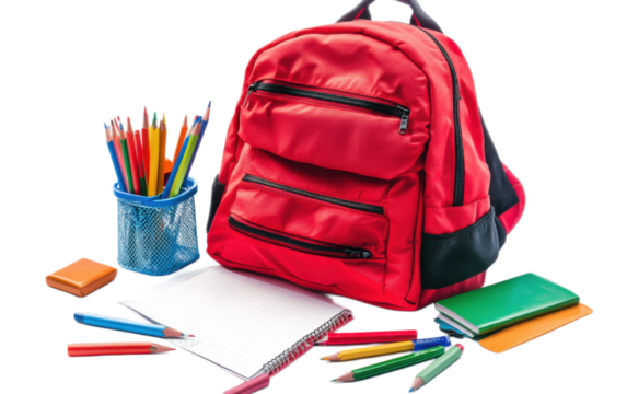 Back to school School supplies isolated on white background, png