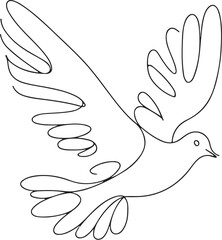 One continuous line drawing of dove