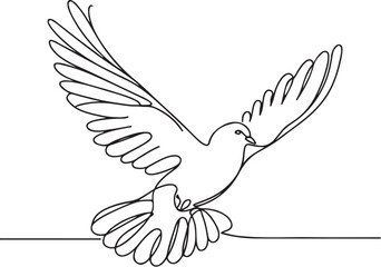 One continuous line drawing of dove