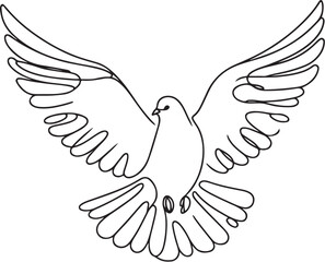 One continuous line drawing of dove