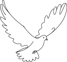One continuous line drawing of dove