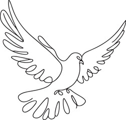 One continuous line drawing of dove