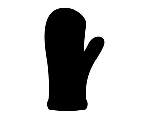 Black Oven Mitt Silhouette on White Background for Kitchen Safety