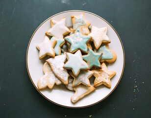 Plate of decorated Christmas cookies