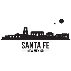 Santa Fe skyline silhouette. Landscape Santa Fe, New Mexico. Vector illustration. Vector black silhouette. with white background.
