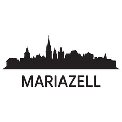 Obraz premium Mariazell skyline silhouette. Black Mariazell city. Vector black silhouette. with white background.
