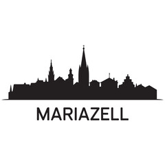 Obraz premium Mariazell skyline silhouette. Black Mariazell city. Vector black silhouette. with white background.