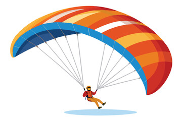 Silhouette of a Paraglider Descending Gracefully through the Air Harnessing the Wind for an Exhilarating Adventure