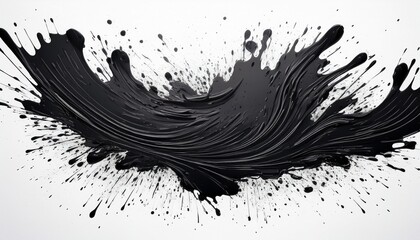 black paint splatter isolated on white background