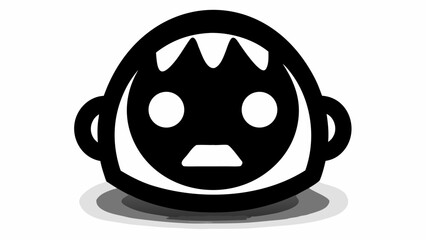 Obraz premium Illustration of a stylized black and white face with large eyes and a simple mouth design element drawing silhouette