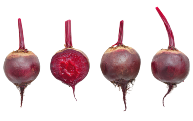 Beetroot top view full length onion isolated on white background, png