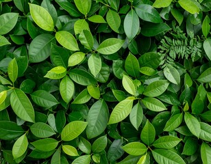 Lush green leaves densely packed