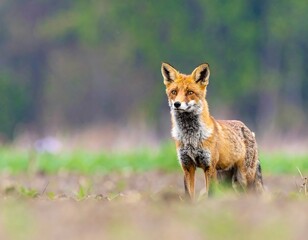 Obraz premium Red fox in field