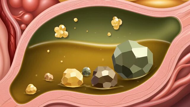 Animation of Gallstones in Human Digestive System | Medical Illustration | Science Concept