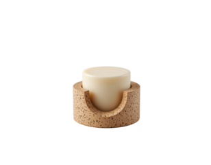 : Wax Candle in Cork Holder | Natural Home Decor