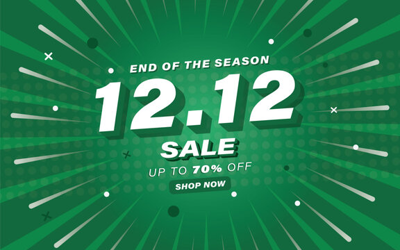 12.12 end of the season sale banner promotion, discount, advertising and marketing banner design.