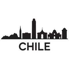 Fototapeta premium Vector Chile skyline. Travel Chile famous landmarks. Business and tourism concept for presentation, banner, web site. Vector black silhouette. with white background.
