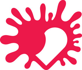 Obraz premium Silhouette Style Vector Paint Splash Heart Logo Design Icon – Minimal Artistic Love Symbol for Creative Branding, Romantic Abstract Ink Splatter Graphic, Monochrome Emblem for Print, Web