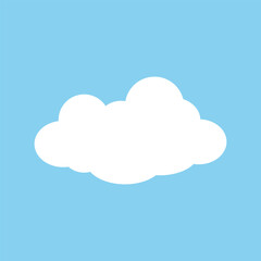 A cartoon, flat cloud on a blue background. Design elements for weather forecasting, book illustrations, and comics. Vector EPS 10.
