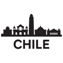 Naklejka premium Vector Chile skyline. Travel Chile famous landmarks. Business and tourism concept for presentation, banner, web site. Vector black silhouette. with white background.
