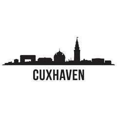 Fototapeta premium Cuxhaven skyline silhouette. Black Cuxhaven city. Vector black silhouette. with white background.