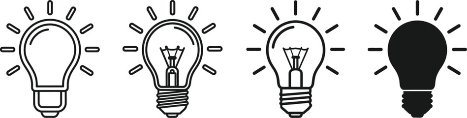 Lamp Line Icon Set - Idea and Lightbulb Symbol Collection