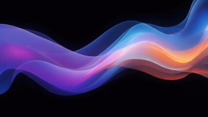 Obraz premium Ethereal Flow of Luminous Waves in a Purple, Blue, and Orange Gradient.