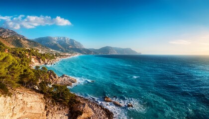 Fototapeta premium view of the coast of the mediterranean sea