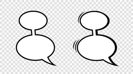 Retro comic book style speech bubbles on a transparent background. Oval-shaped double speech bubbles or elements of cartoon design, comics. Vector illustration.
