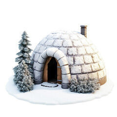 Handmade snow igloo on transparent png background. Ai generated