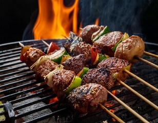 traditional cuisine grilled meat cooked over open flame with local flavor and smoky aroma food meat grill bar b q skewer