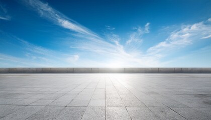empty concrete expanse under serene blue sky