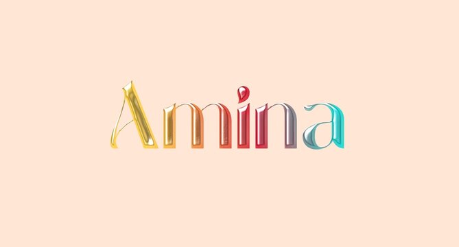 Amina name. Arabic latin Name illustration. Colorful gradient graphic vector typography with removable background. 3D Separate Arabian name.