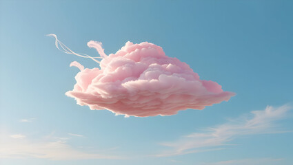 Pastel pink cloud in soft light blue daytime sky