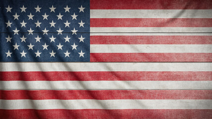 Fototapeta premium American Flag With Horizontal Red and White Stripes And Blue Star Field On Wood usa flag stars and stripes