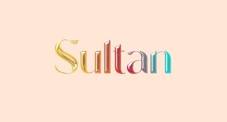 Sultan name. Arabic latin Name illustration. Colorful gradient graphic vector typography with removable background. 3D Separate Arabian name.