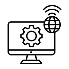 Network Connection Icon Vector Illustration Line Version