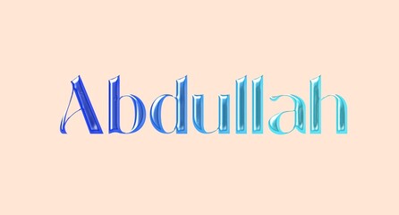 Abdullah name. Arabic latin Name illustration. Colorful gradient graphic vector typography with removable background. 3D Separate Arabian name.
