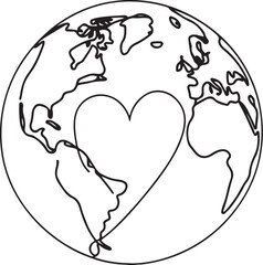 Continuous one line art drawing of earth