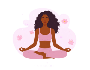 Meditation girl vector flat transparent background 