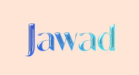 Jawad name. Arabic latin Name illustration. Colorful gradient graphic vector typography with removable background. 3D Separate Arabian name.