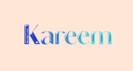 Fototapeta premium Kareem name. Arabic latin Name illustration. Colorful gradient graphic vector typography with removable background. 3D Separate Arabian name.