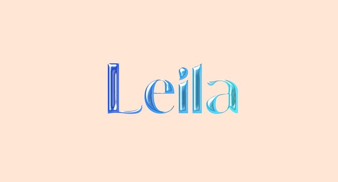 Leila name. Arabic latin Name illustration. Colorful gradient graphic vector typography with removable background. 3D Separate Arabian name.