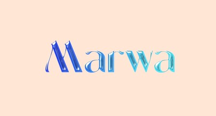 Marwa name. Arabic latin Name illustration. Colorful gradient graphic vector typography with removable background. 3D Separate Arabian name.