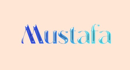 Mustafa name. Arabic latin Name illustration. Colorful gradient graphic vector typography with removable background. 3D Separate Arabian name.