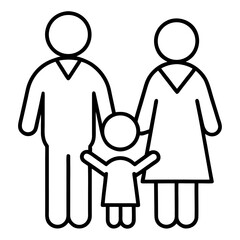 Family Icon | Parents and Child Line Art Vector Symbol