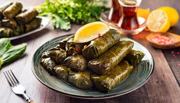 traditional turkish stuffed leaves yaprak sarma