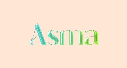 Asma name. Arabic latin Name illustration. Colorful gradient graphic vector typography with removable background. 3D Separate Arabian name.