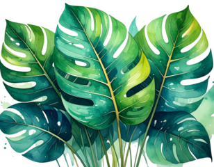 Monstera leaves vector clipart transparent background